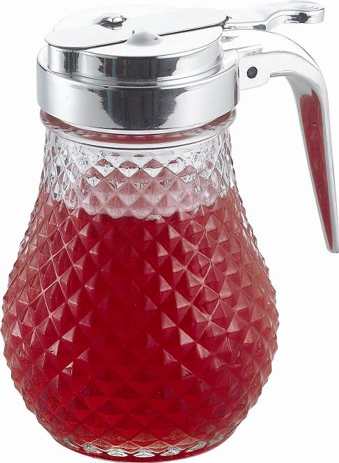 Glass honey dispenser/syrup dispenser