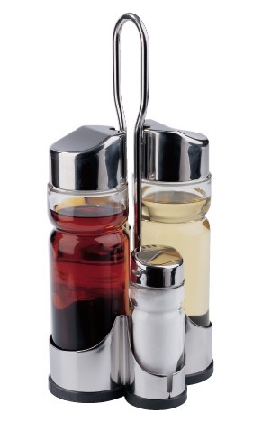 GLASS OIL AND VINEGAR CRUET SET
