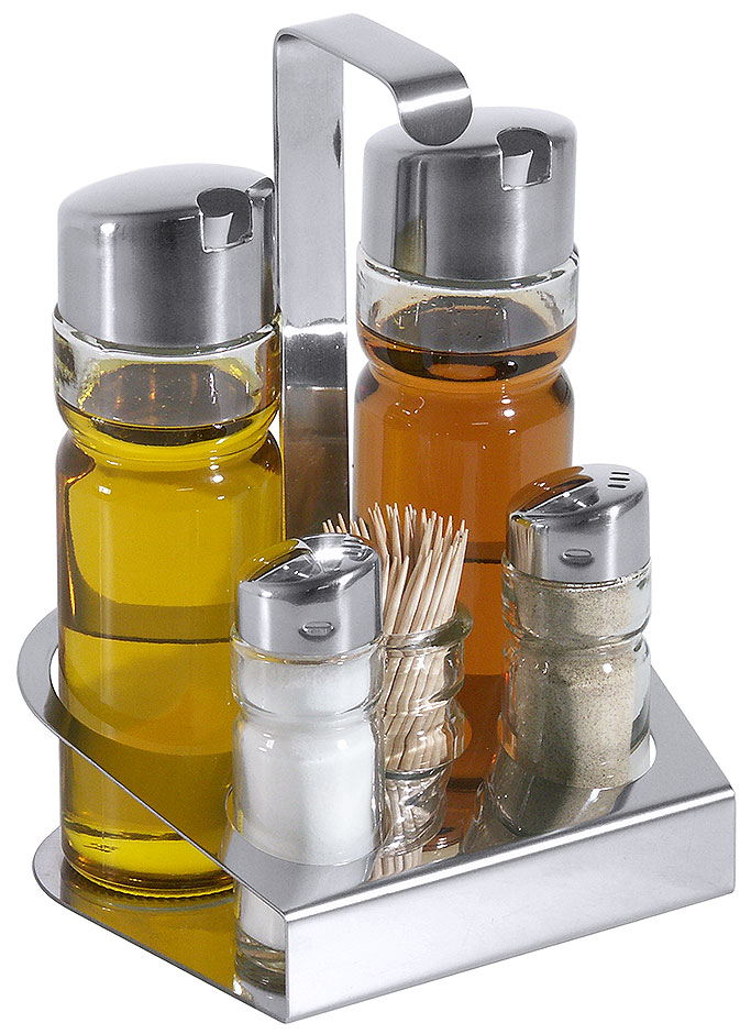 GLASS OIL AND VINEGAR CRUET SET
