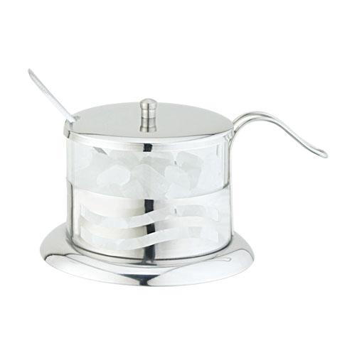 Glass Sugar/Cheese Bowl with spoon