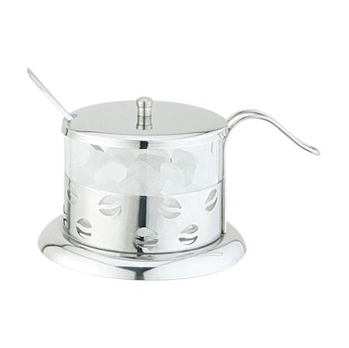 Glass Sugar/Cheese Bowl with spoon