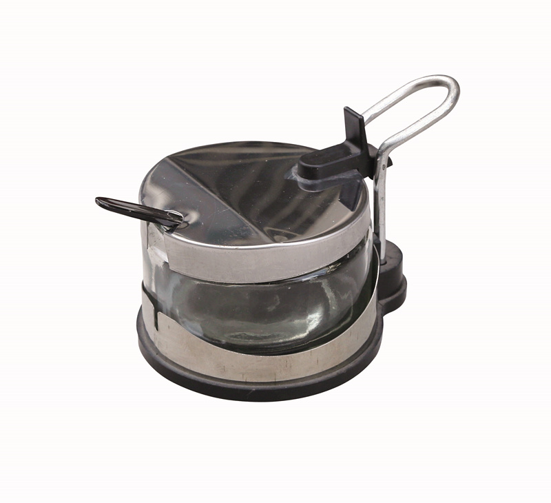 Glass Sugar/Cheese Bowl with spoon