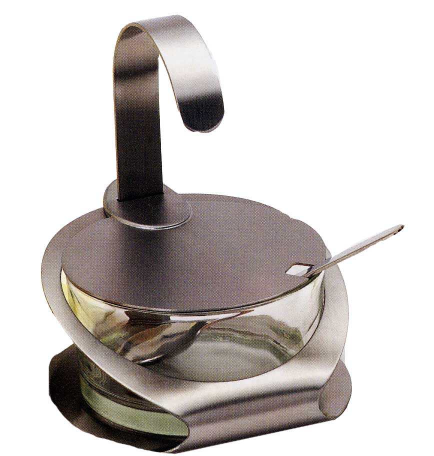 Glass Sugar/Cheese Bowl with spoon