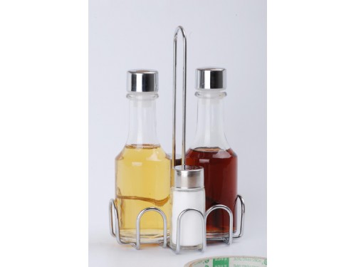 GLASS OIL AND VINEGAR CRUET SET