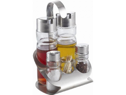 GLASS OIL AND VINEGAR CRUET SET