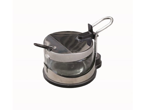 Glass Sugar/Cheese Bowl with spoon