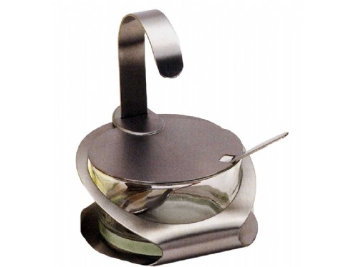 Glass Sugar/Cheese Bowl with spoon