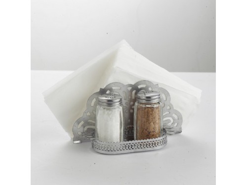 SALT PEPPER AND NAPKIN HOLDER SET